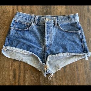 Brandy Melleville Medium Wash High Rise Shorts